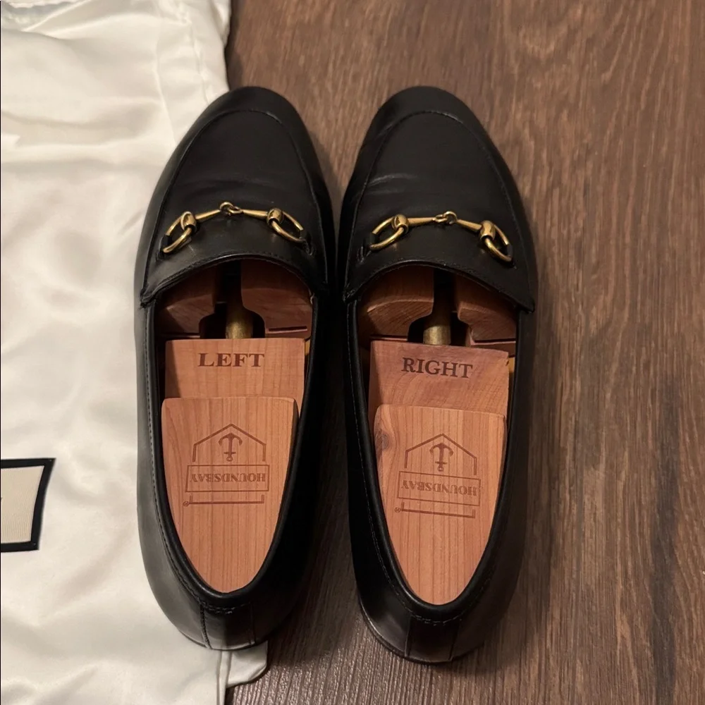 Gucci Jordaan Horsebit Black Leather Loafers | Classic Gucci Slip-On Size 37.5 - Picture 9 of 10